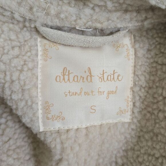 Altar'd State Beige Faux Suede Shearling Moto Jacket size small - Picture 8 of 14